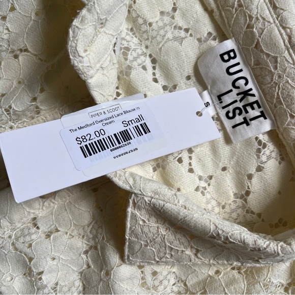 NWT Piper & scoot lace oversized Shacket Medford oversized lace blouse cream - Picture 4 of 5